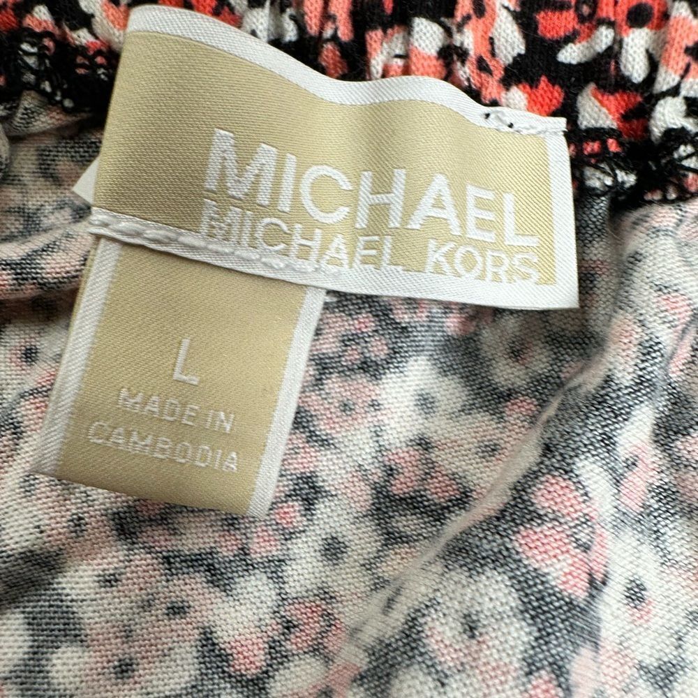 EUC Michael Kors Women’s Black Red Floral Off-Shoulder Top Blouse - Size L - Picture 3 of 6